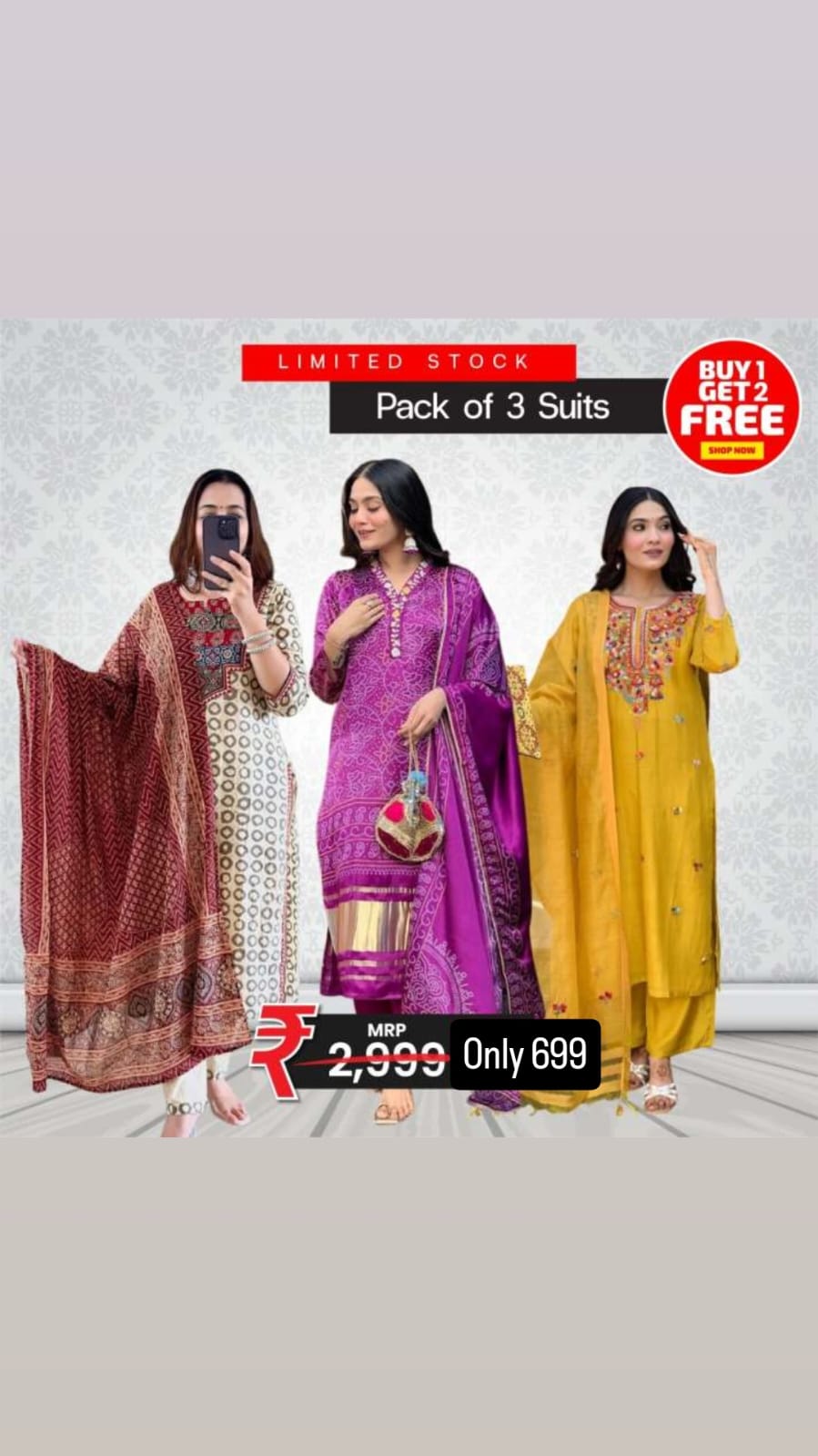 Modern Ethnic Wear Combo – Buy 1 Get 2 Free Deal
