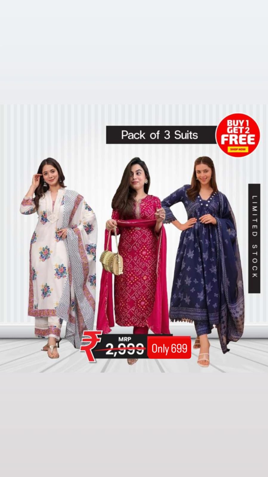 Exclusive 3 Suit Combo – Summer Fashion Sale ₹699