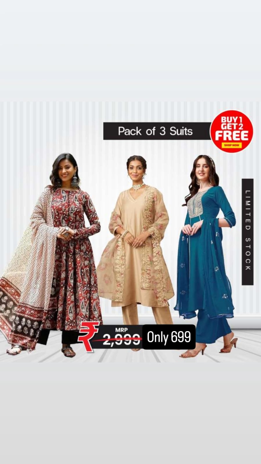 Daily Wear Printed Suit Set – Pack of 3
