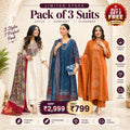Graceful Cotton Blend 3-Piece Kurta Suit Set for Women