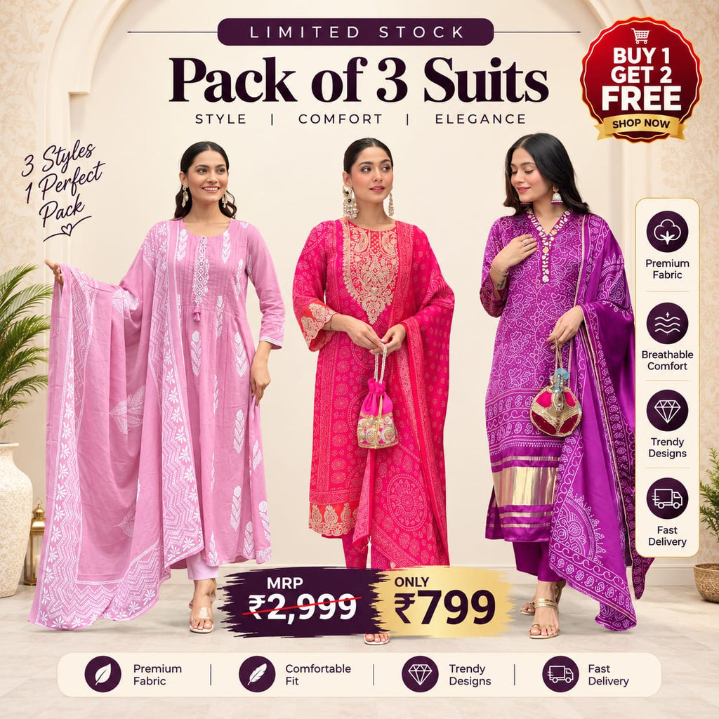 Women’s Premium Cotton Blend Kurta Pant Dupatta Set