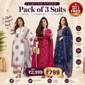 Elegant Cotton Blend 3-Piece Traditional Suit Set for Women